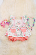 Girls Flower Printed Tunic With Pockets and Bloomer Shorts