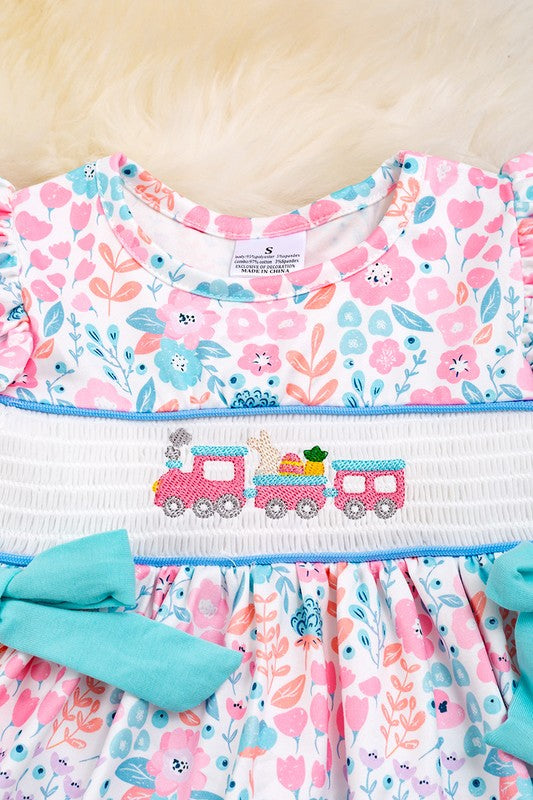 Girls Pastel Floral Smocked Set