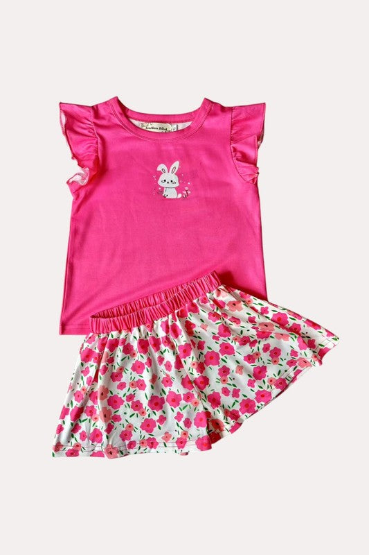 Girls Bunny and Floral Short Set