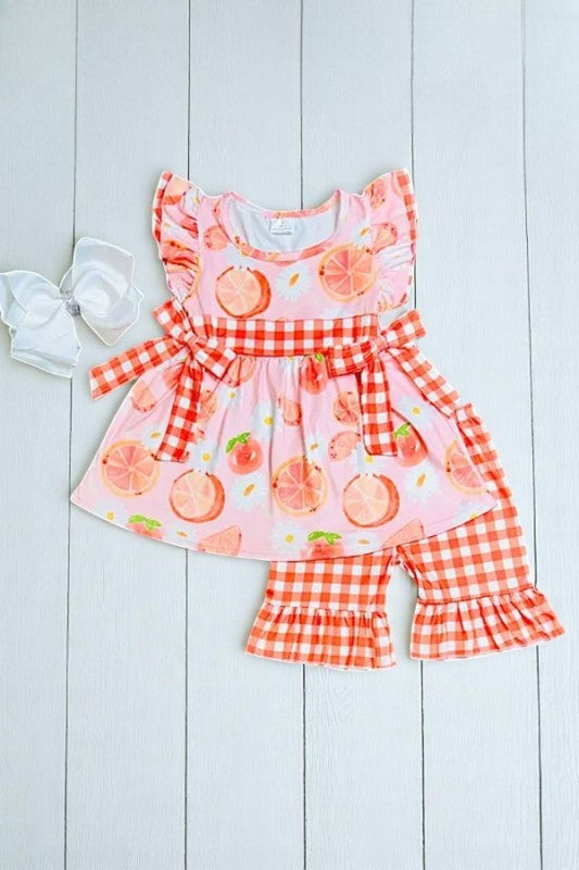 Girls Oranges, Peaches & Daisies 2‑Piece Set