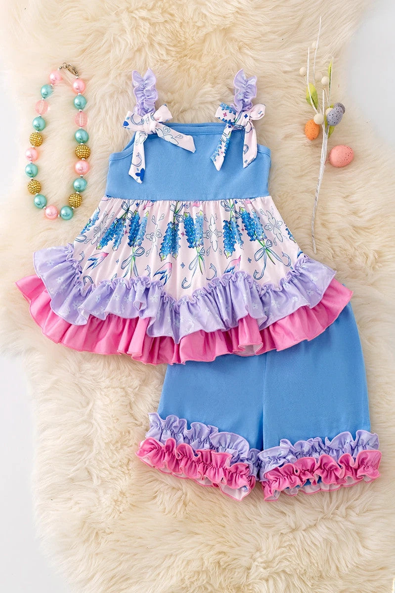 Bluebonnet Ruffle Top & Short Set Girls