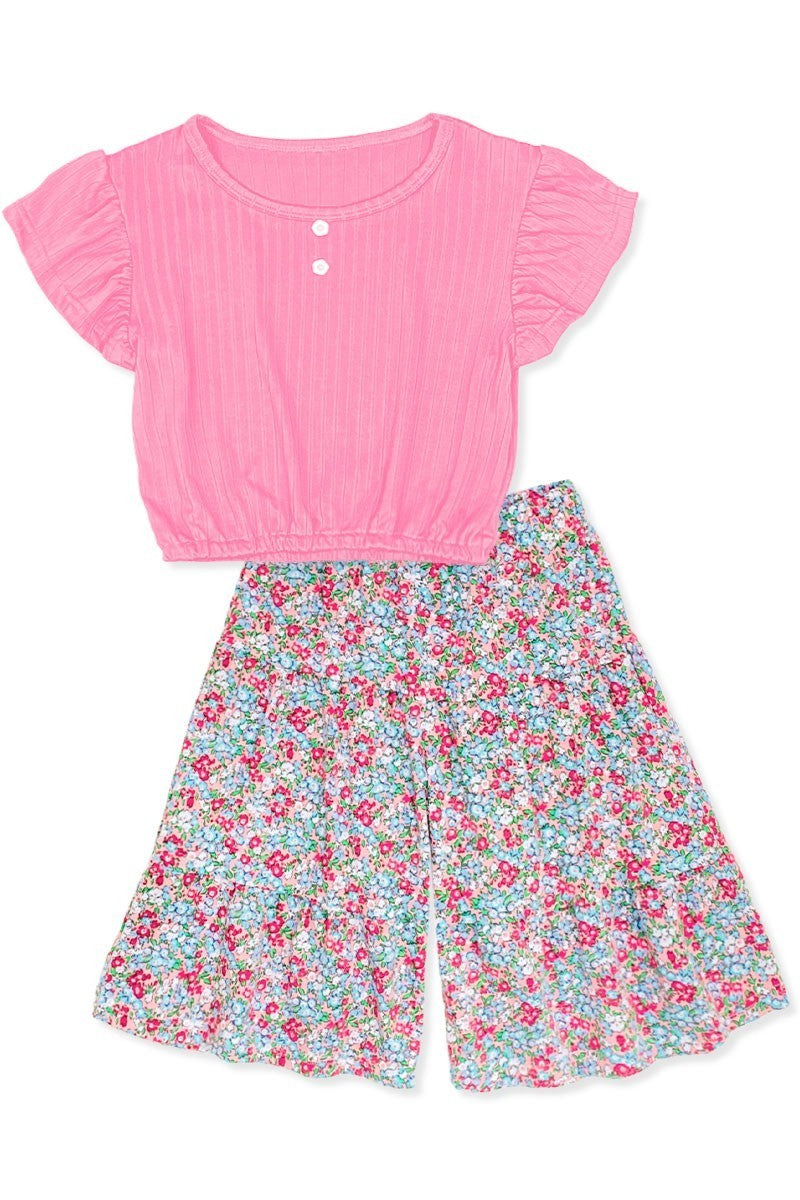Cutie Patootie Clothing Girls 2-piece Floral Gaucho Flare Set