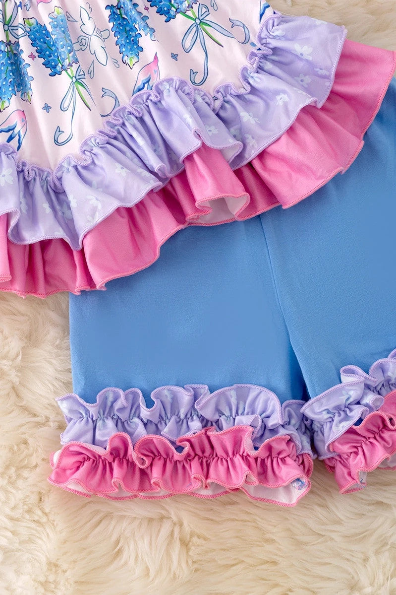 Bluebonnet Ruffle Top & Short Set Girls