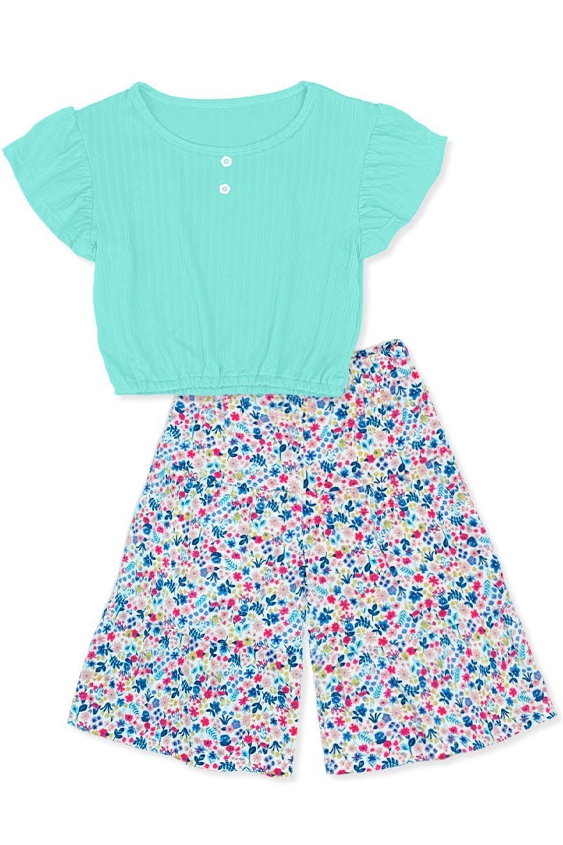 Cutie Patootie Clothing Girls 2-piece Floral Gaucho Flare Set