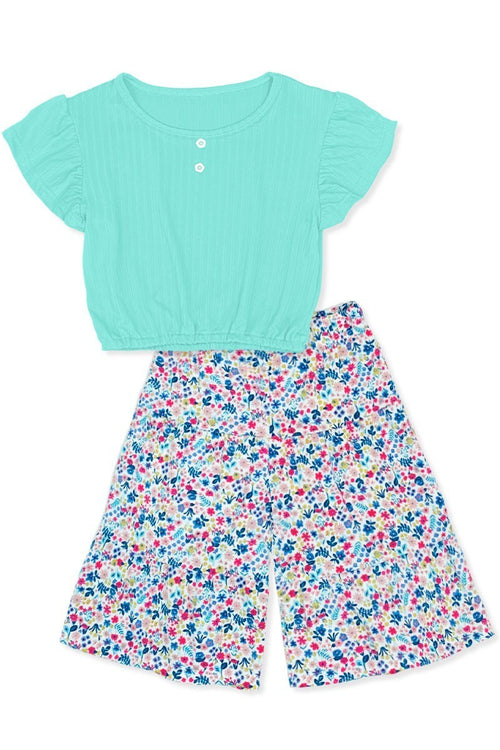 Cutie Patootie Clothing Girls 2-piece Floral Gaucho Flare Set